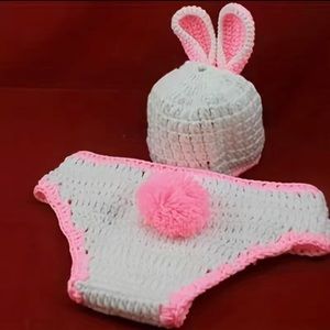 Newborn Bunny Knit Photoshoot Announcement Outfit